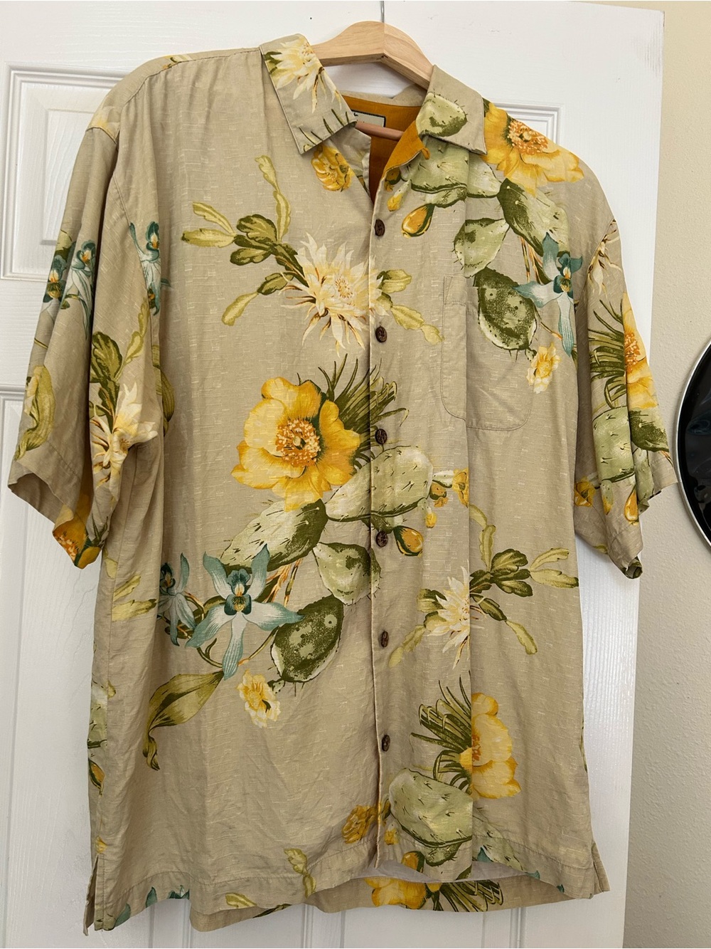 Tommy Bahama Floral Silk Shirt in Beige and Mustard